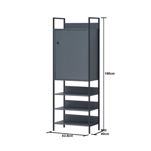 Mersey Storage Cabinet with 1 Door & 3 Shelves | Dark Grey | Self Assembly