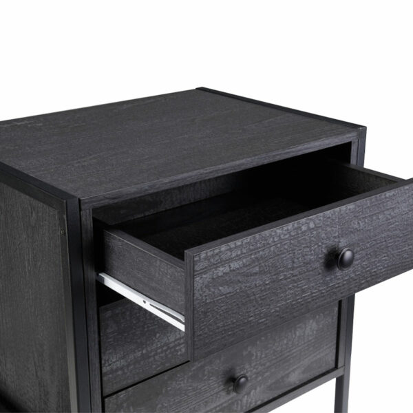 Mersey Nightstand with 3 Drawers | Black | Bedside Table | Self Assembly