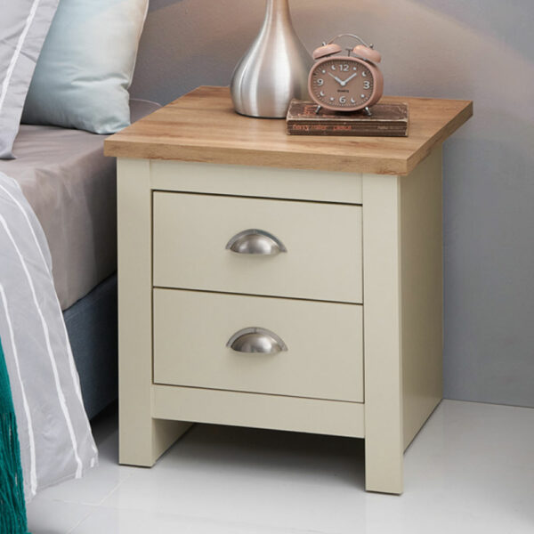 Leigh Cream Nightstand with 2 Drawers | Cream | Bedside Table | Self Assembly