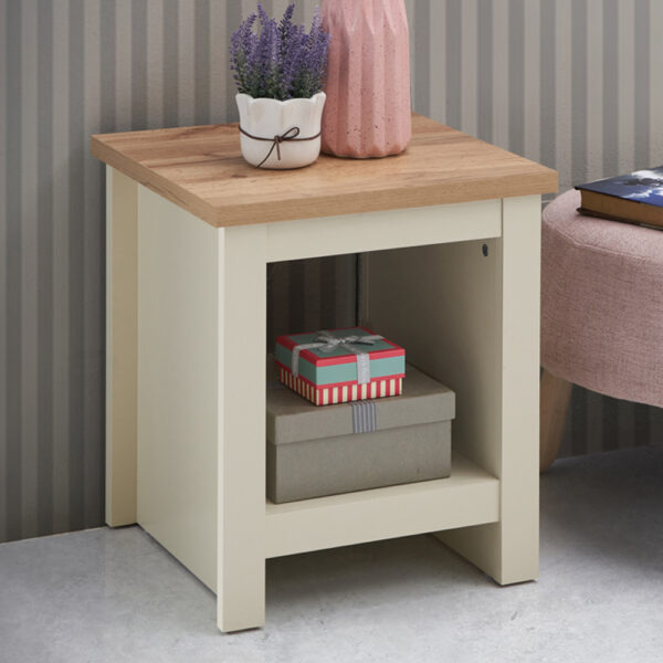 Leigh Cream Lamp Side Table | Cream | Self Assembly