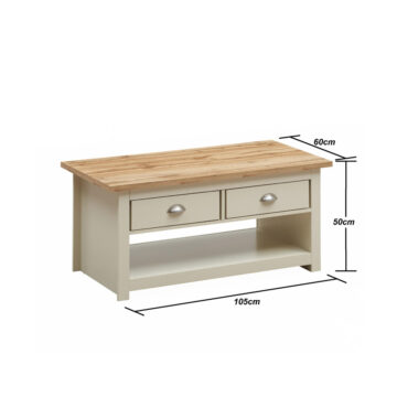 Leigh Cream 2 Drawer Coffee Table | Cream