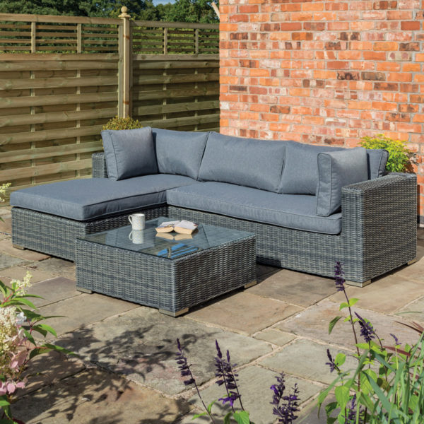 Rattan Corner Sofa Set Grey Weave - Oakworld Alfresco