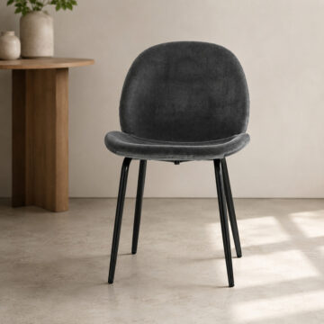 Archie Pair of Dining Chairs | Grey Velvet