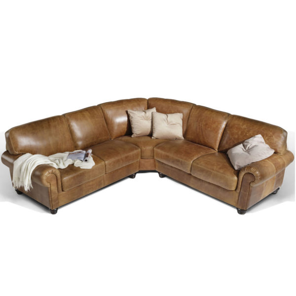 Portofino Italian Leather Corner Sofa | Old Ranch Brown