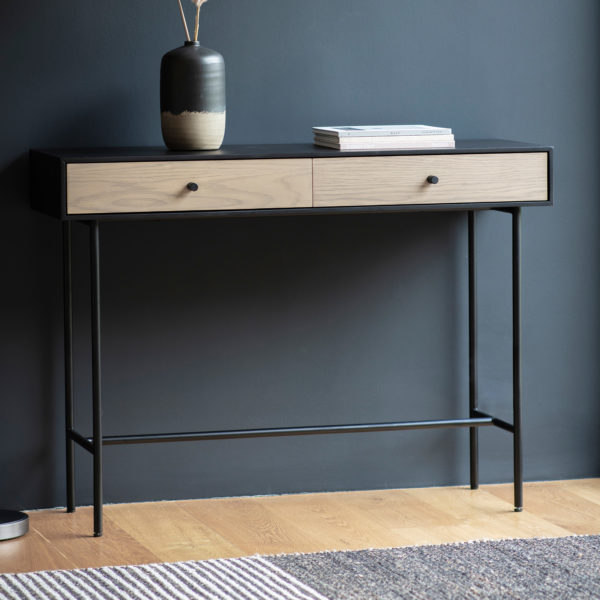 Black Aran 2 Drawer Console Table