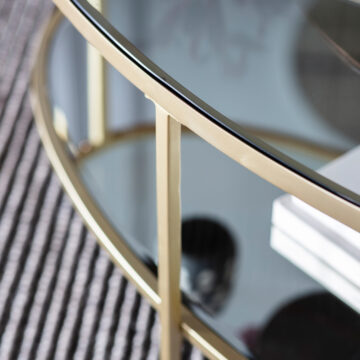Kilead Champagne Coffee Table | Glass Top