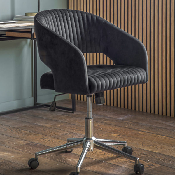 Keane Swivel Chair | Black Velvet