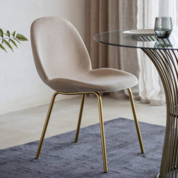 Archie Pair of Dining Chairs | Oatmeal Velvet