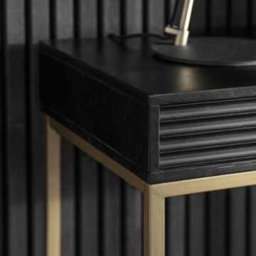 Allendale Black 2 Drawer Console Table | Gold Frame