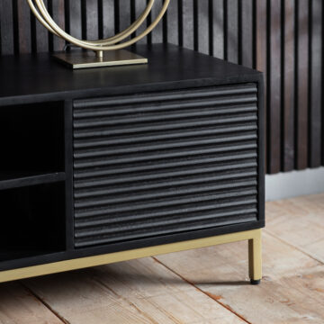 Allendale Black Media Unit 140cm | Gold | Assembled