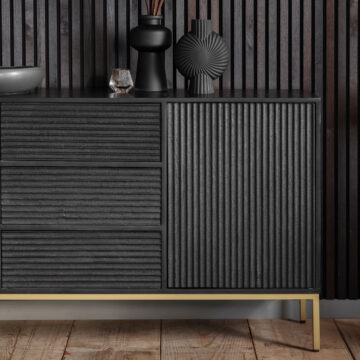 Allendale Black 2 Door 3 Drawer Sideboard | Gold Frame