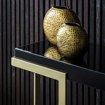 Wolfden Black Console Table | Gold Finish Frame