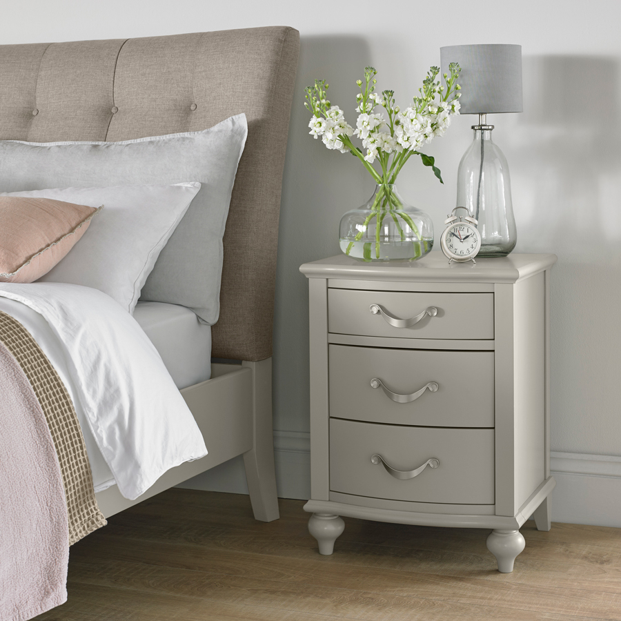 Zurich Urban Grey 3 Drawer Nightstand Oak World