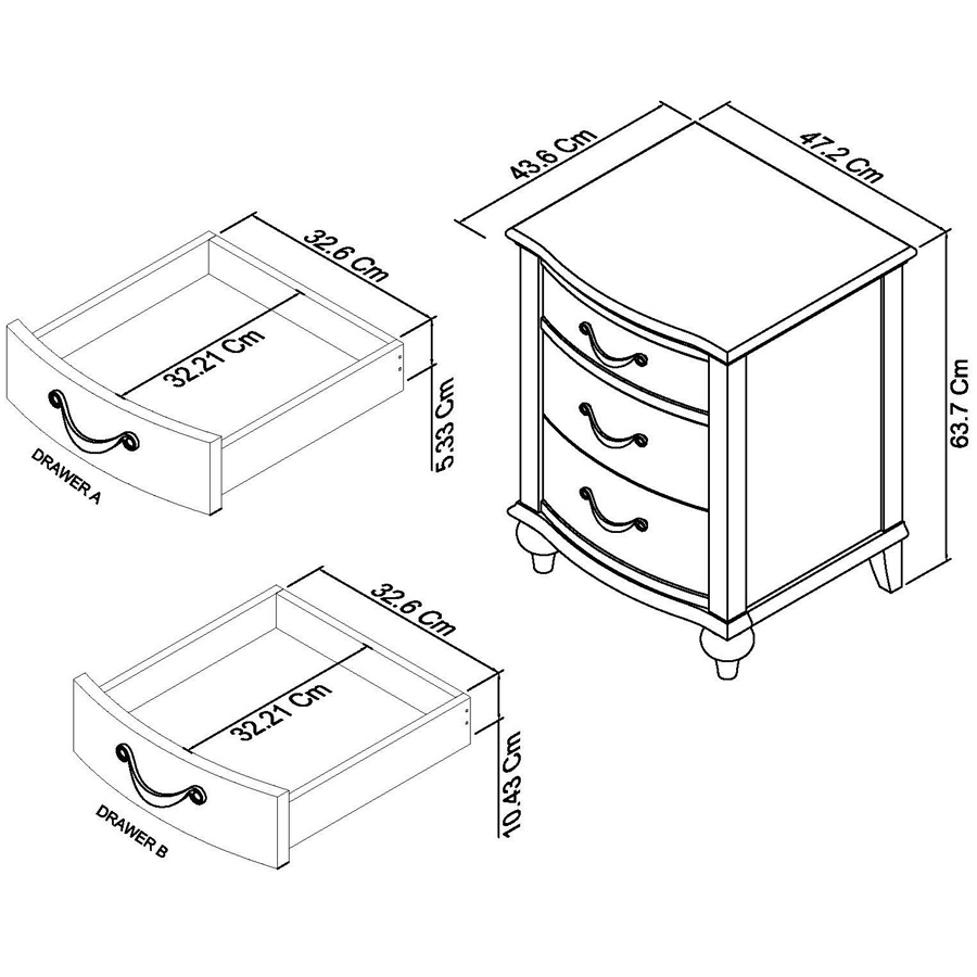 Zurich Urban Grey 3 Drawer Nightstand Oak World