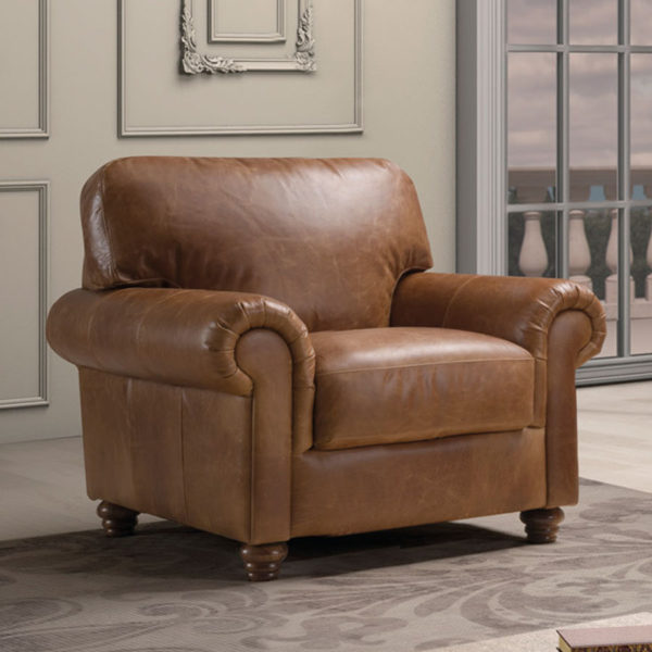 Portofino Italian Leather Armchair | Old Ranch Brown | Clearance