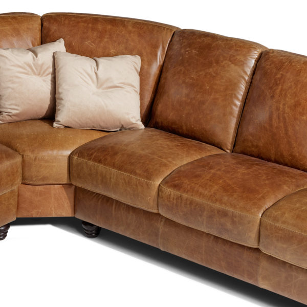 Portofino Large Italian Leather Corner Sofa | Old Ranch Brown