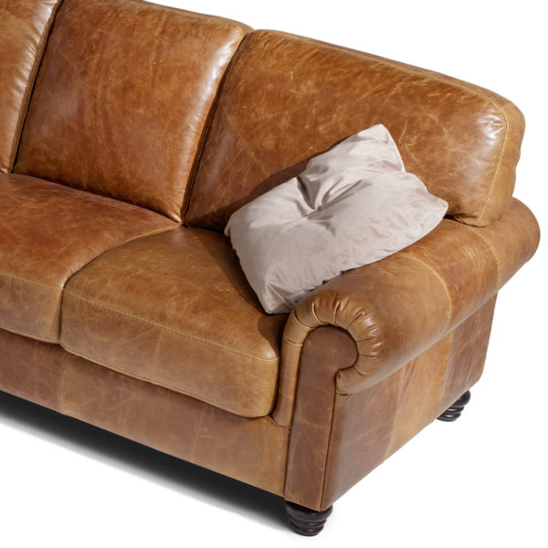 Portofino Large Italian Leather Corner Sofa | Old Ranch Brown