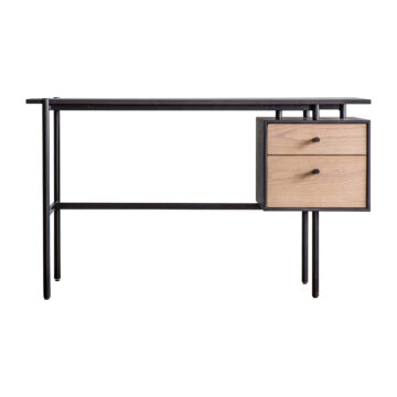 Aran Black 2 Drawer Desk | Oak Finish