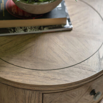 Gaulle Ash Round 1 Drawer Side Table