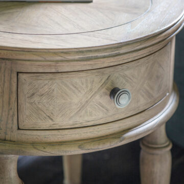 Gaulle Ash Round 1 Drawer Side Table