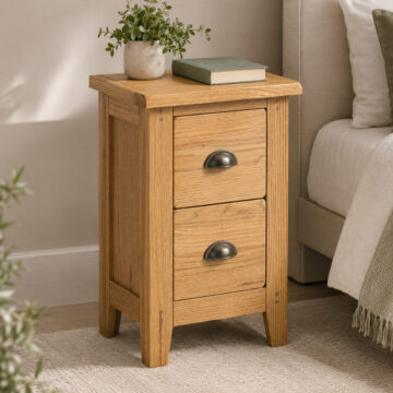 Penrith Oak 2 Drawer Narrow Bedside Cabinet