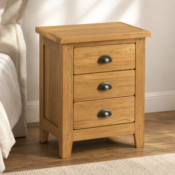 Penrith Oak 3 Drawer Bedside Cabinet