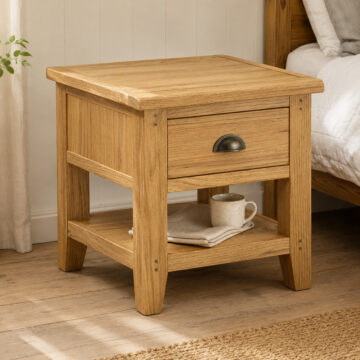 Penrith Oak Lamp Table with Drawer | Bedside Table