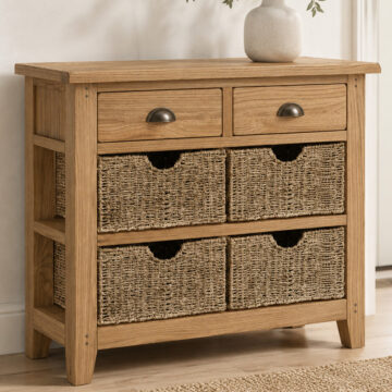 Penrith Oak Console Table with Basket