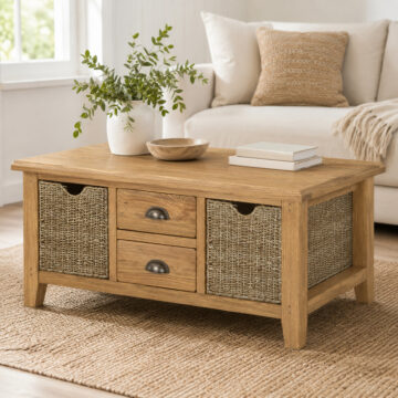 Penrith Oak Large Coffee Table with Basket