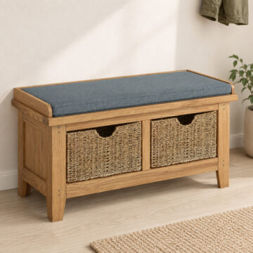 Penrith Oak Hallway Bench with Basket | Assembled