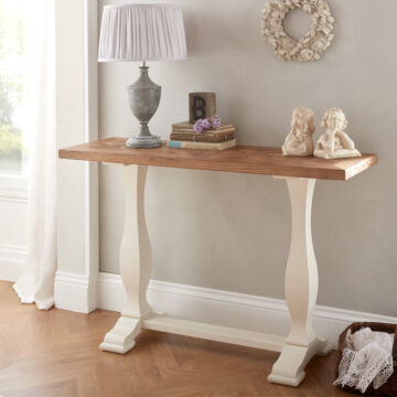 Whitby Ivory Console Table | Oak Top
