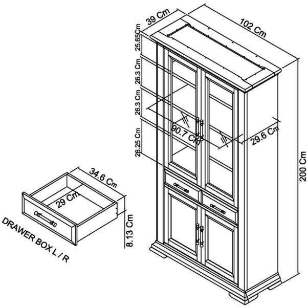 Whitby Ivory Display Cabinet | Two Tone