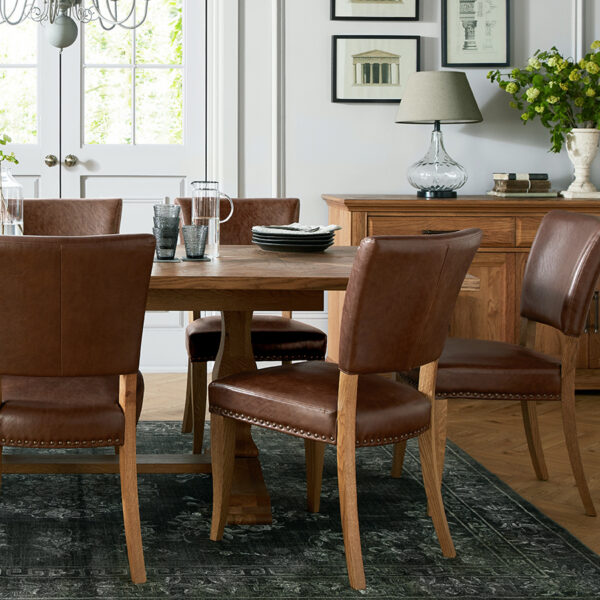Scarborough Rustic Oak Dining Chair | Tan | Pair