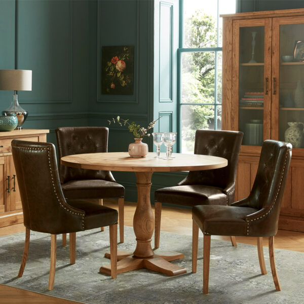 Scarborough Rustic Oak Scoop Dining Chair | Espresso | Pair