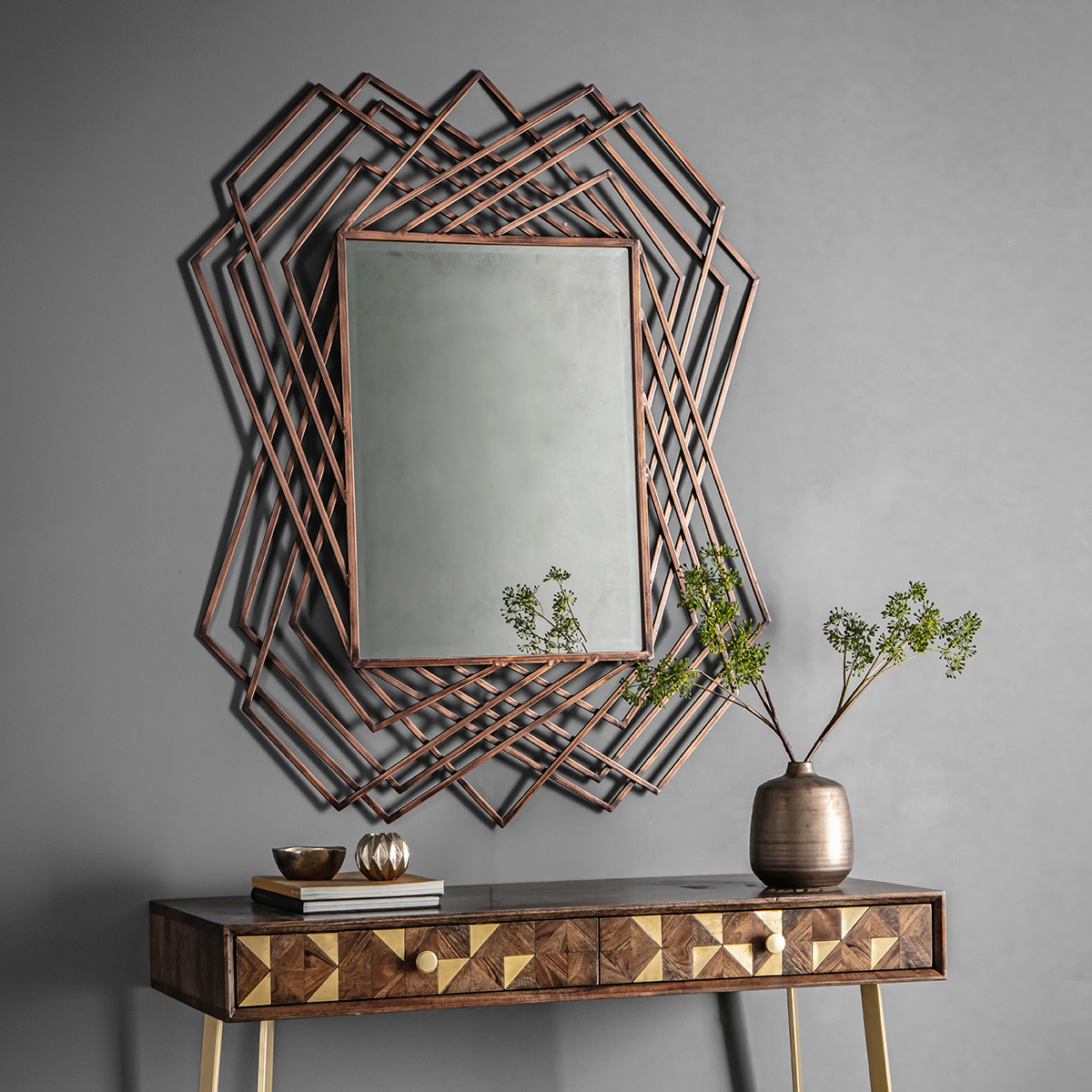 Reflections Rectangle Mirror Copper Oak World
