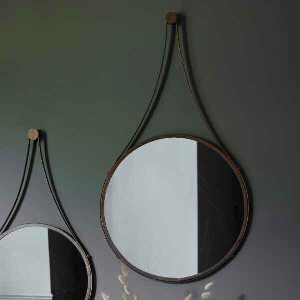 Reflections Round Mirror | Black | Brown
