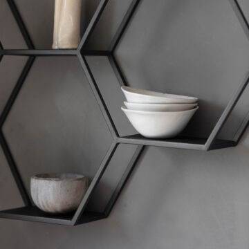 Reflections Black Metal Wall Storage Unit 68cm