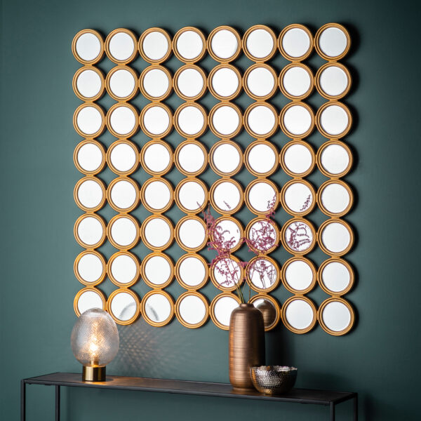 Gold Reflections Circles Mirror