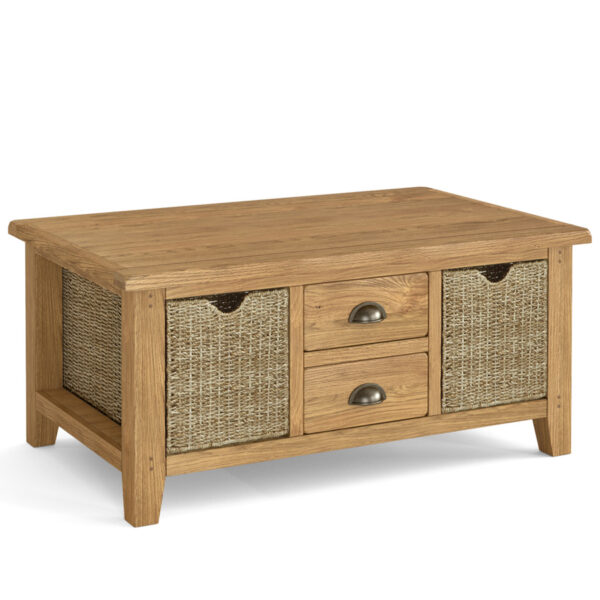 Penrith Oak Large Coffee Table with Basket