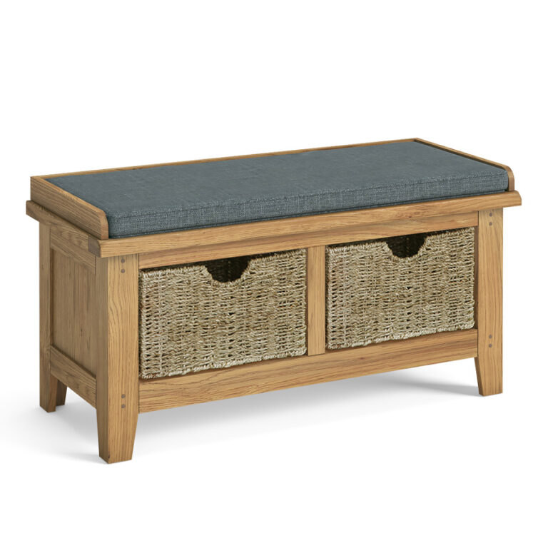 Penrith Oak Hallway Bench with Basket Oak World