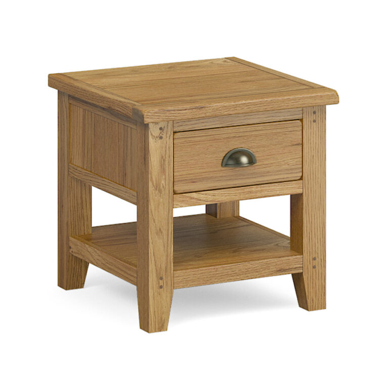 Penrith Oak Lamp Table with Drawer Oak World