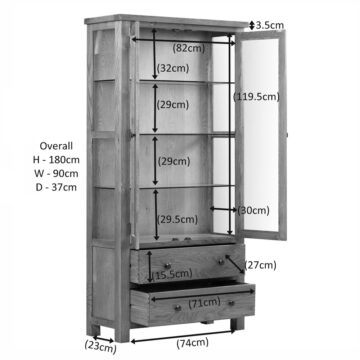 Wynyard Display Cabinet with Glass Doors & Sides