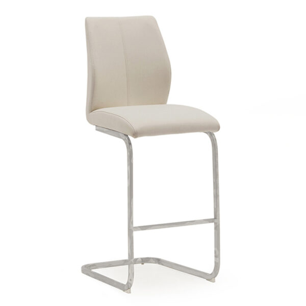 Beige Elis Bar Chair | Chrome Leg | Taupe