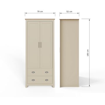 Fife Cream 2 Door Wardrobe with Drawers