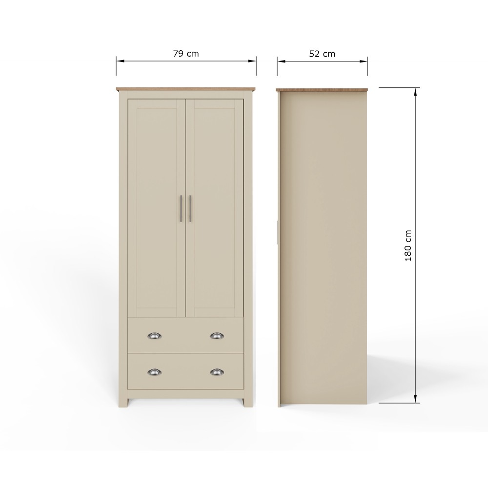 Fife Cream 2 Door Wardrobe with Drawers