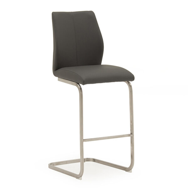 Irma Bar Chair - Brushed Steel Grey