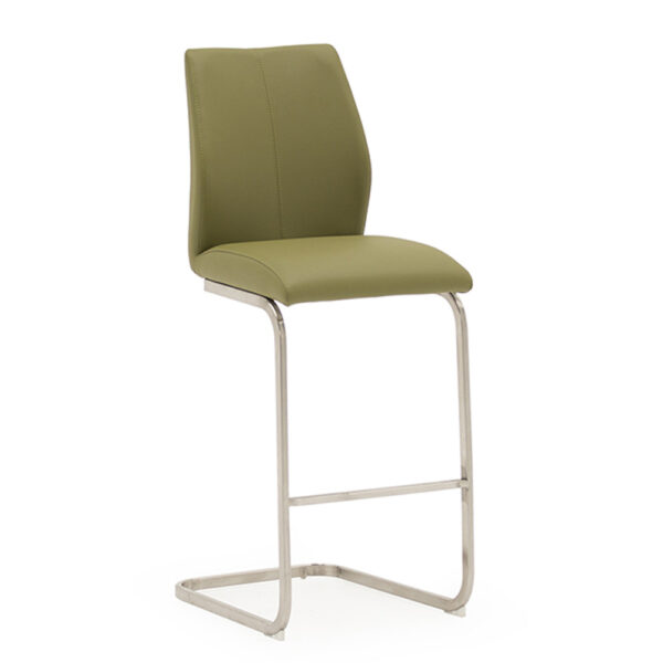 Irma Bar Chair - Brushed Steel Olive - Green
