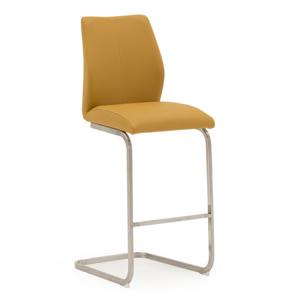 Yellow Irma Bar Chair - Brushed Steel Pumpkin
