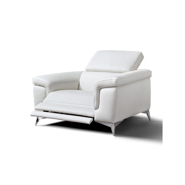 Valentina Italian Leather Armchair With Electric Recliner | White