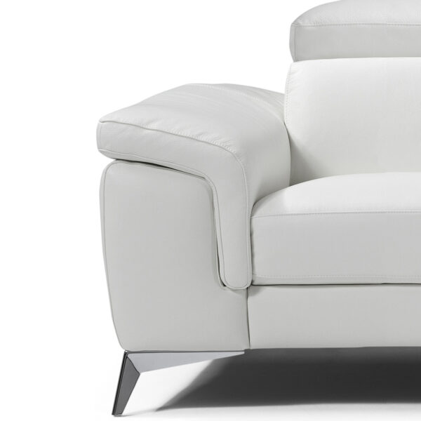 Valentina Italian Leather Right Hand Facing Chaise With 1 Recliner | White